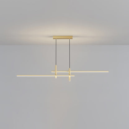 Lineaire hanglamp Links Island • 90/120/150cm • LED geïntegreerd • warm wit/neutraal/koel wit • dimbaar optie • zwart/goud • keuken-eiland boven tafel