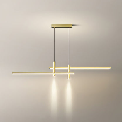 Lineaire hanglamp Links Island • 90/120/150cm • LED geïntegreerd • warm wit/neutraal/koel wit • dimbaar optie • zwart/goud • keuken-eiland boven tafel