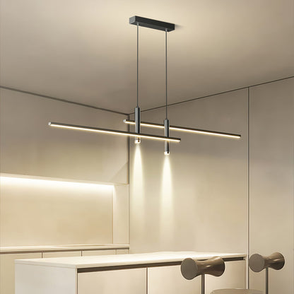 Lineaire hanglamp Links Island • 90/120/150cm • LED geïntegreerd • warm wit/neutraal/koel wit • dimbaar optie • zwart/goud • keuken-eiland boven tafel