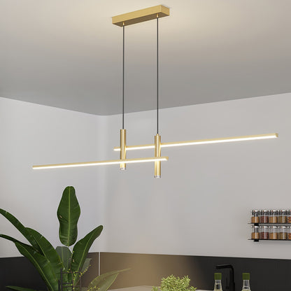 Lineaire hanglamp Links Island • 90/120/150cm • LED geïntegreerd • warm wit/neutraal/koel wit • dimbaar optie • zwart/goud • keuken-eiland boven tafel