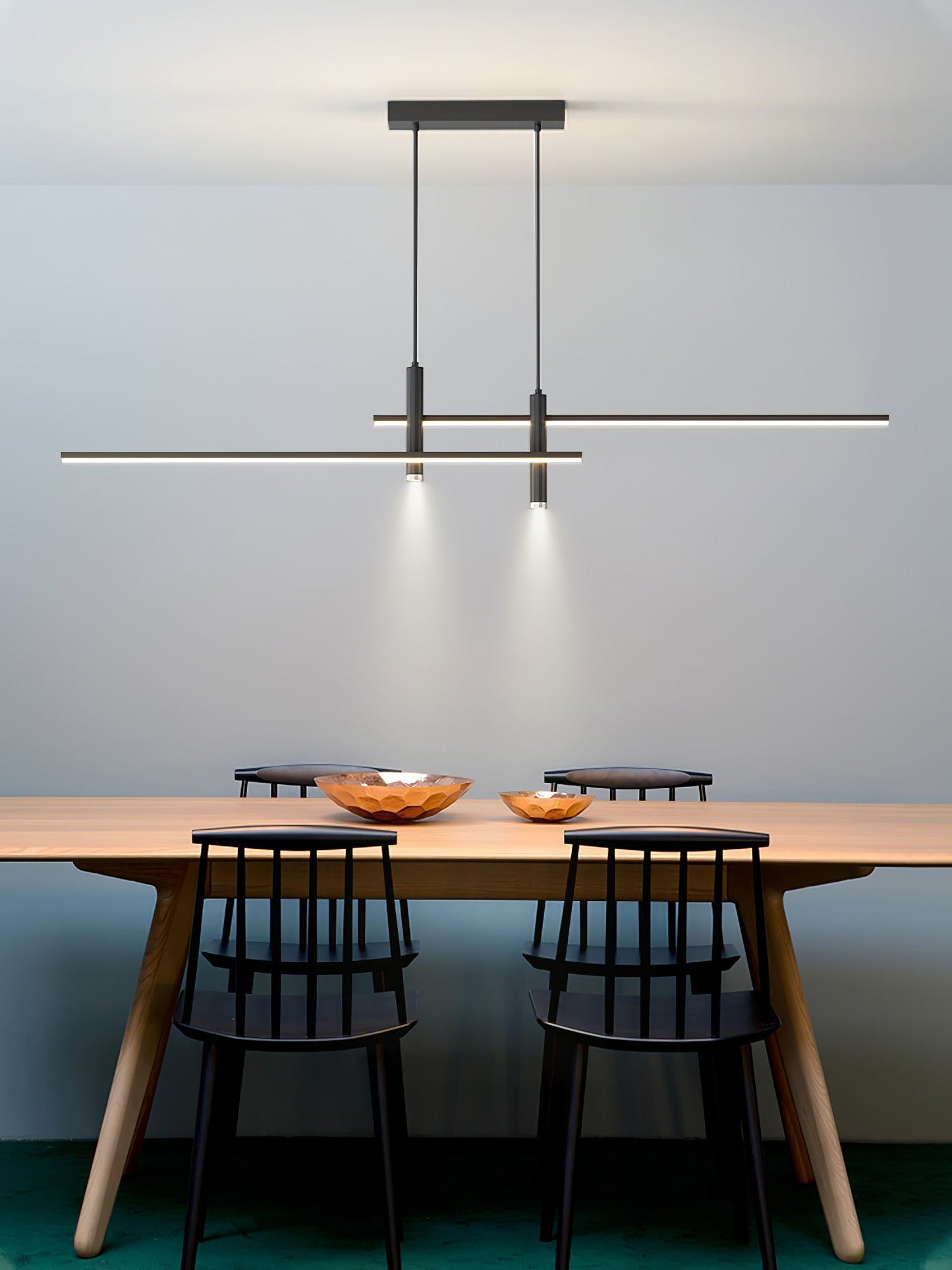 Lineaire hanglamp Links Island • 90/120/150cm • LED geïntegreerd • warm wit/neutraal/koel wit • dimbaar optie • zwart/goud • keuken-eiland boven tafel