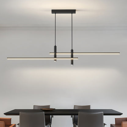 Lineaire hanglamp Links Island • 90/120/150cm • LED geïntegreerd • warm wit/neutraal/koel wit • dimbaar optie • zwart/goud • keuken-eiland boven tafel