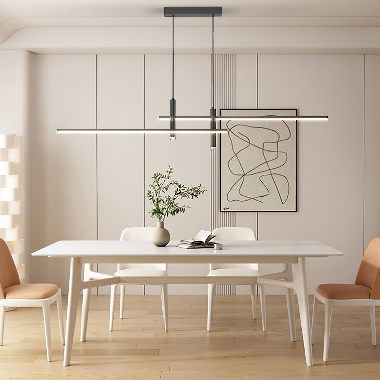 Lineaire hanglamp Links Island • 90/120/150cm • LED geïntegreerd • warm wit/neutraal/koel wit • dimbaar optie • zwart/goud • keuken-eiland boven tafel
