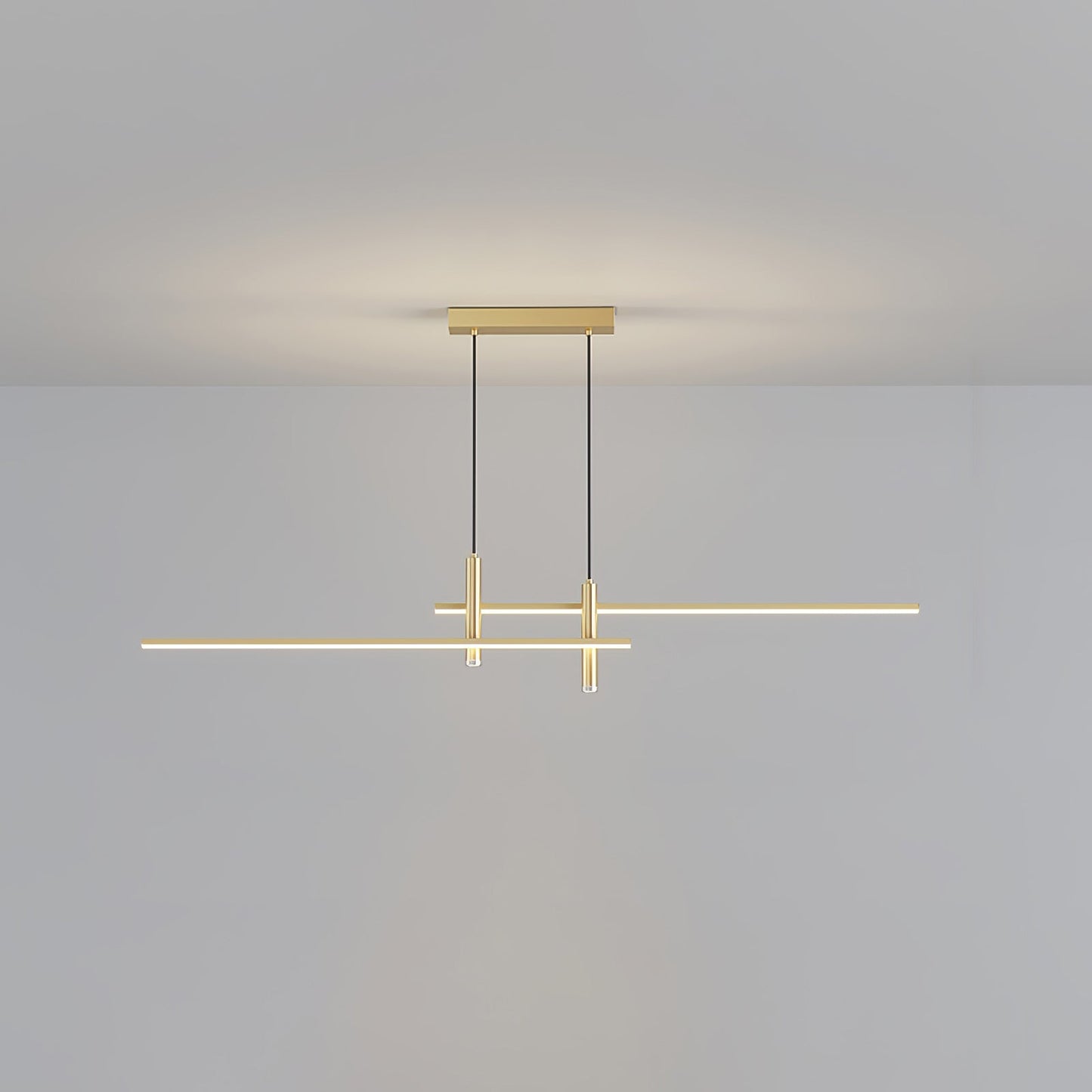 Lineaire hanglamp Links Island • 90/120/150cm • LED geïntegreerd • warm wit/neutraal/koel wit • dimbaar optie • zwart/goud • keuken-eiland boven tafel