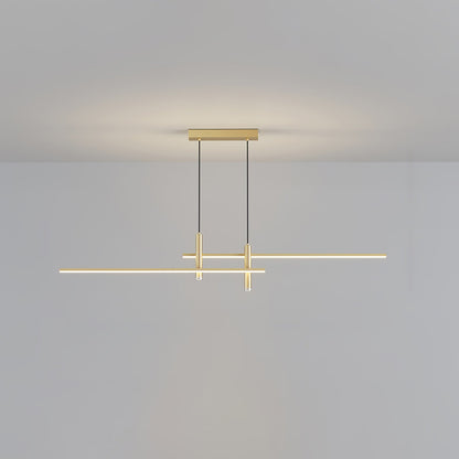 Lineaire hanglamp Links Island • 90/120/150cm • LED geïntegreerd • warm wit/neutraal/koel wit • dimbaar optie • zwart/goud • keuken-eiland boven tafel