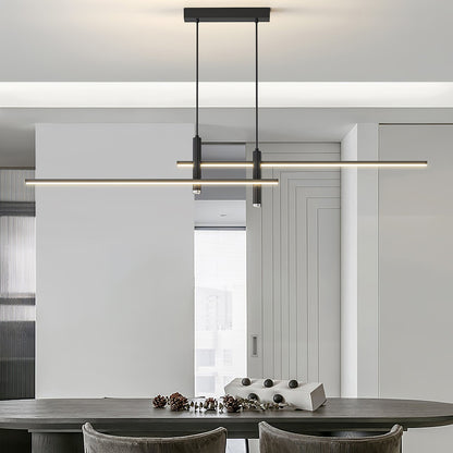 Lineaire hanglamp Links Island • 90/120/150cm • LED geïntegreerd • warm wit/neutraal/koel wit • dimbaar optie • zwart/goud • keuken-eiland boven tafel
