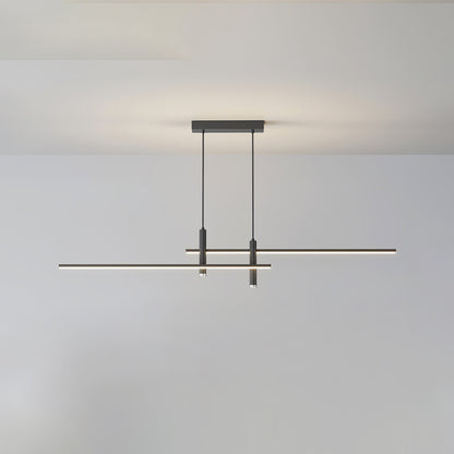 Lineaire hanglamp Links Island • 90/120/150cm • LED geïntegreerd • warm wit/neutraal/koel wit • dimbaar optie • zwart/goud • keuken-eiland boven tafel