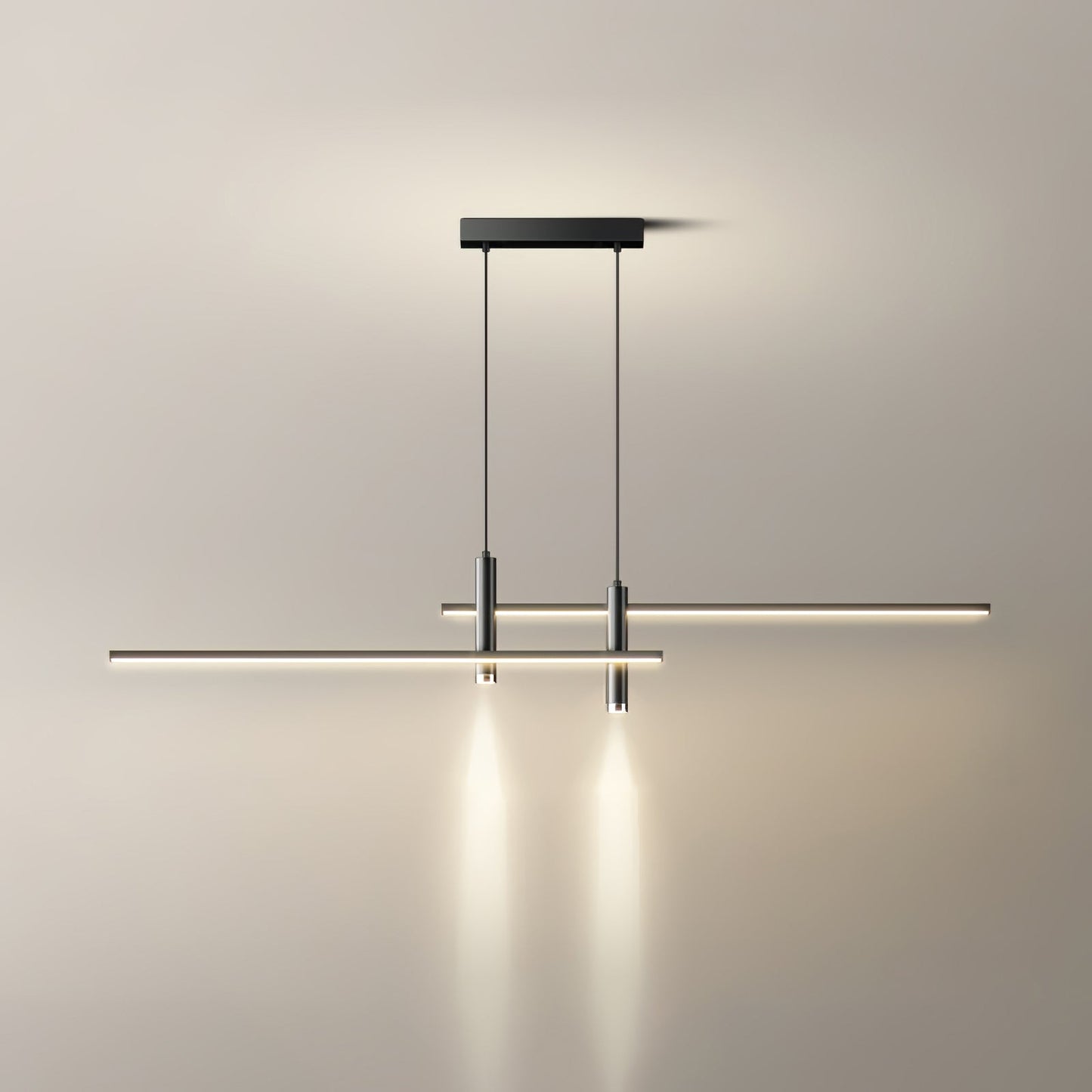 Lineaire hanglamp Links Island • 90/120/150cm • LED geïntegreerd • warm wit/neutraal/koel wit • dimbaar optie • zwart/goud • keuken-eiland boven tafel