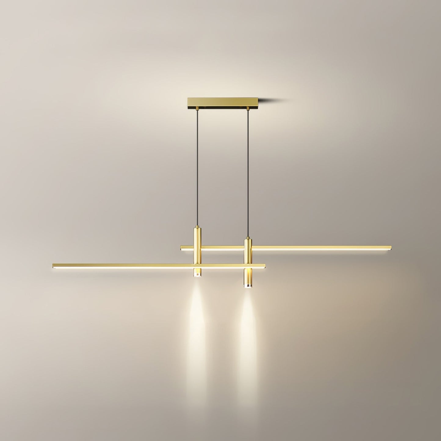 Lineaire hanglamp Links Island • 90/120/150cm • LED geïntegreerd • warm wit/neutraal/koel wit • dimbaar optie • zwart/goud • keuken-eiland boven tafel
