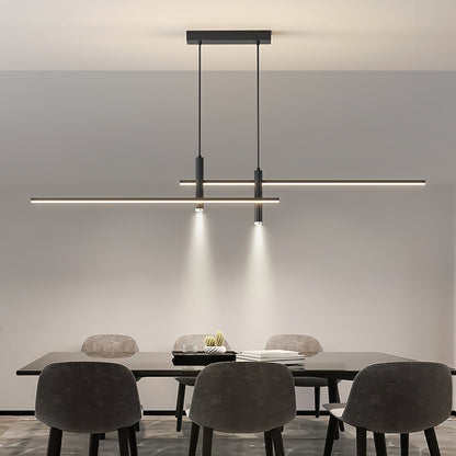 Lineaire hanglamp Links Island • 90/120/150cm • LED geïntegreerd • warm wit/neutraal/koel wit • dimbaar optie • zwart/goud • keuken-eiland boven tafel