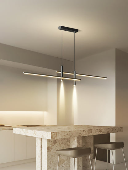 Lineaire hanglamp Links Island • 90/120/150cm • LED geïntegreerd • warm wit/neutraal/koel wit • dimbaar optie • zwart/goud • keuken-eiland boven tafel