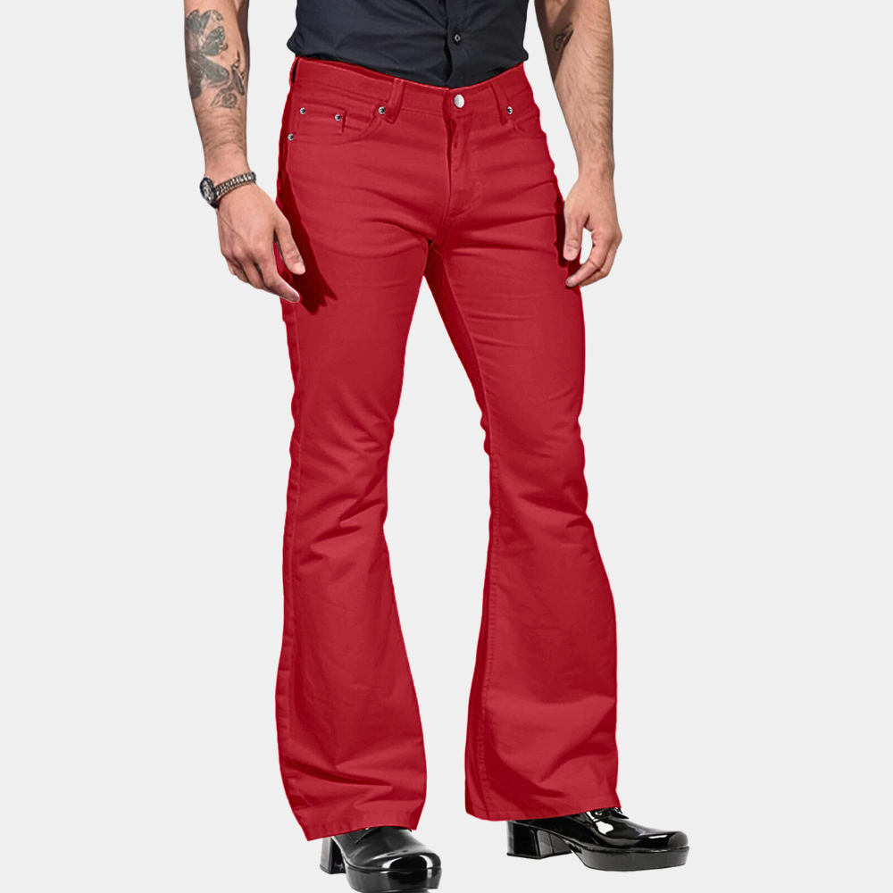 Heren Wijd Model Broek Flared Zijde Elegante Stijl