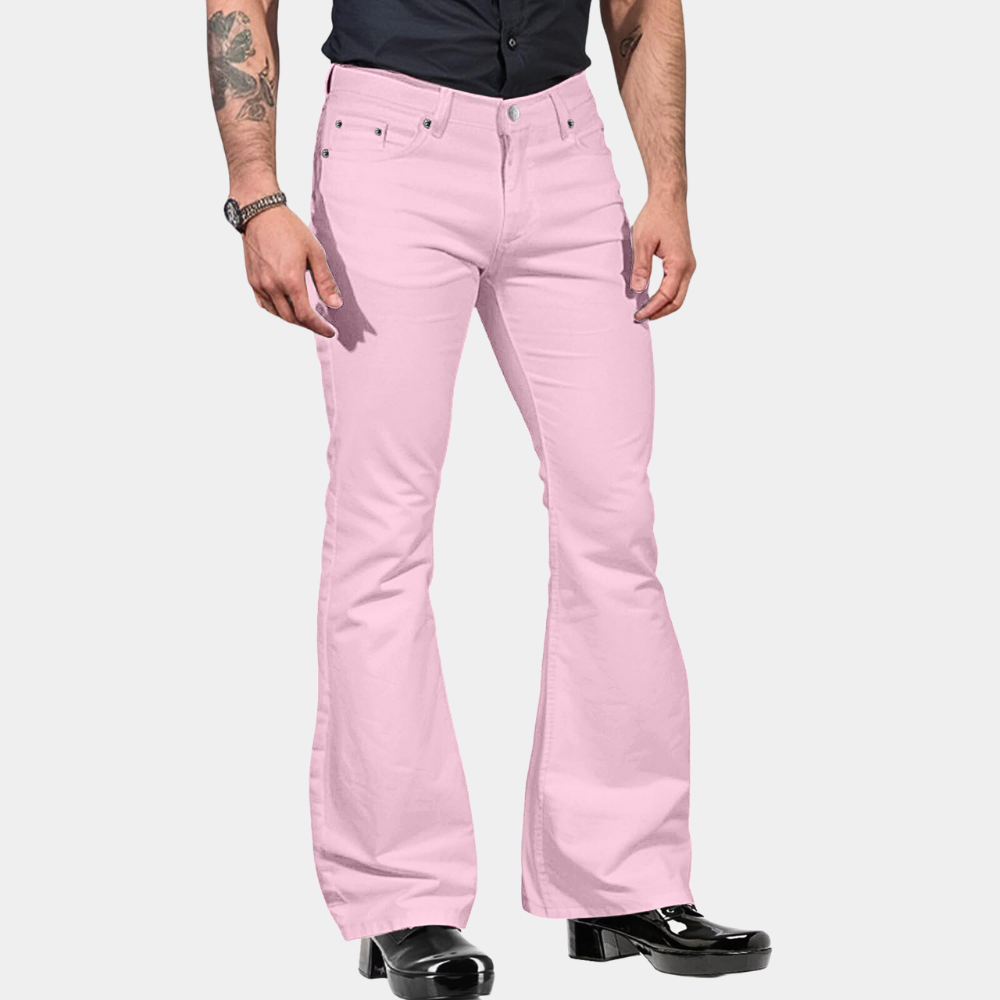 Heren Wijd Model Broek Flared Zijde Elegante Stijl