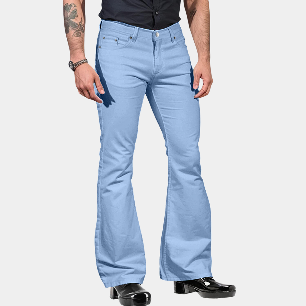 Heren Wijd Model Broek Flared Zijde Elegante Stijl