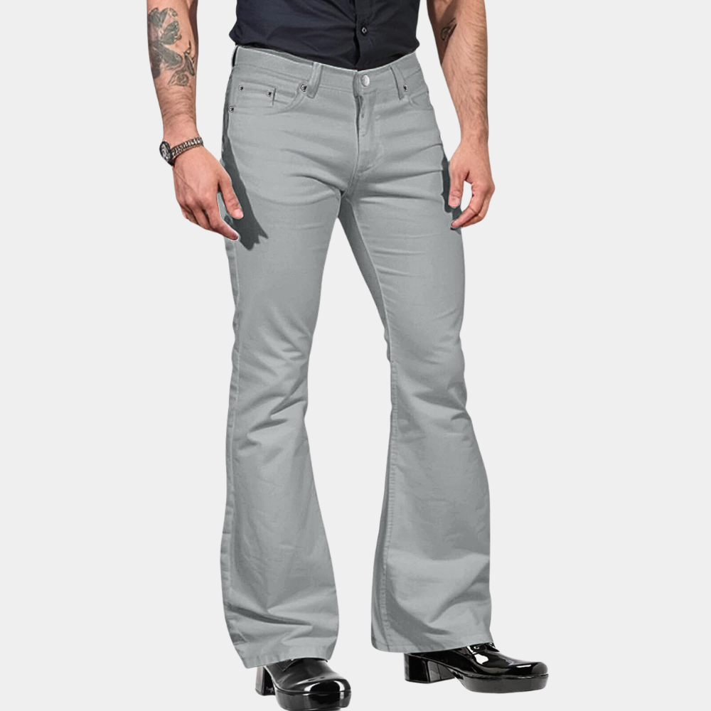 Heren Wijd Model Broek Flared Zijde Elegante Stijl
