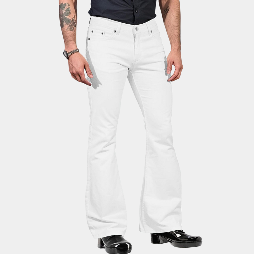 Heren Wijd Model Broek Flared Zijde Elegante Stijl