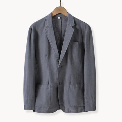 Linnen blazer met reverskraag en voorzakken