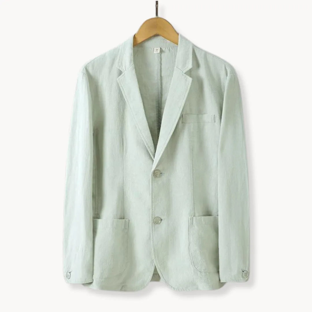 Linnen blazer met reverskraag en voorzakken