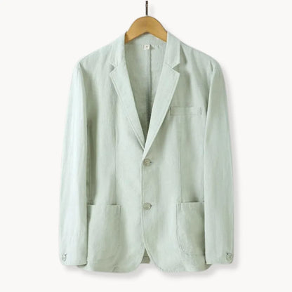 Linnen blazer met reverskraag en voorzakken