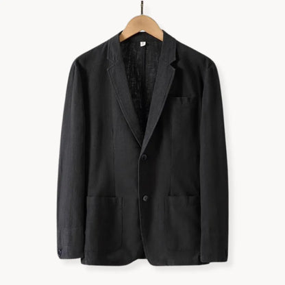 Linnen blazer met reverskraag en voorzakken