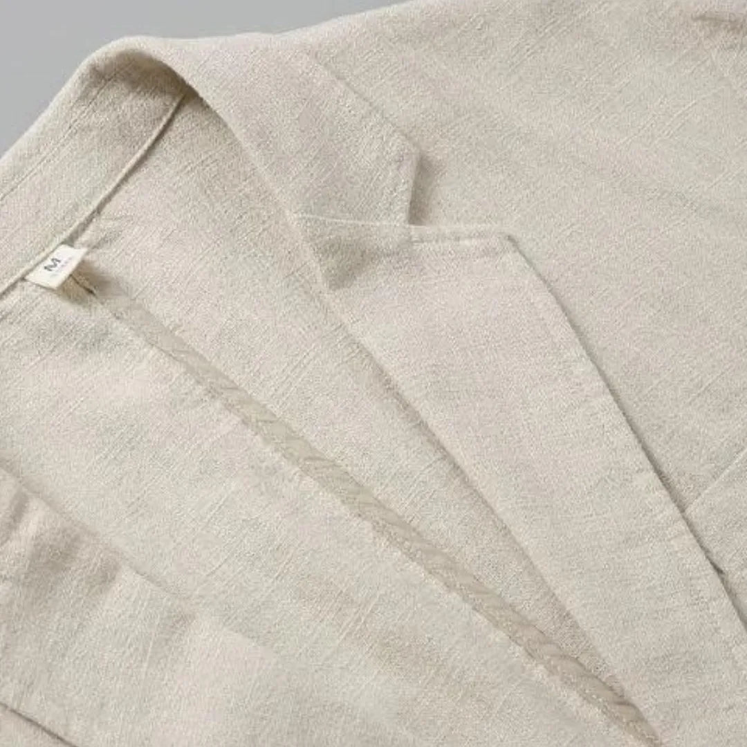Linnen blazer met reverskraag en voorzakken