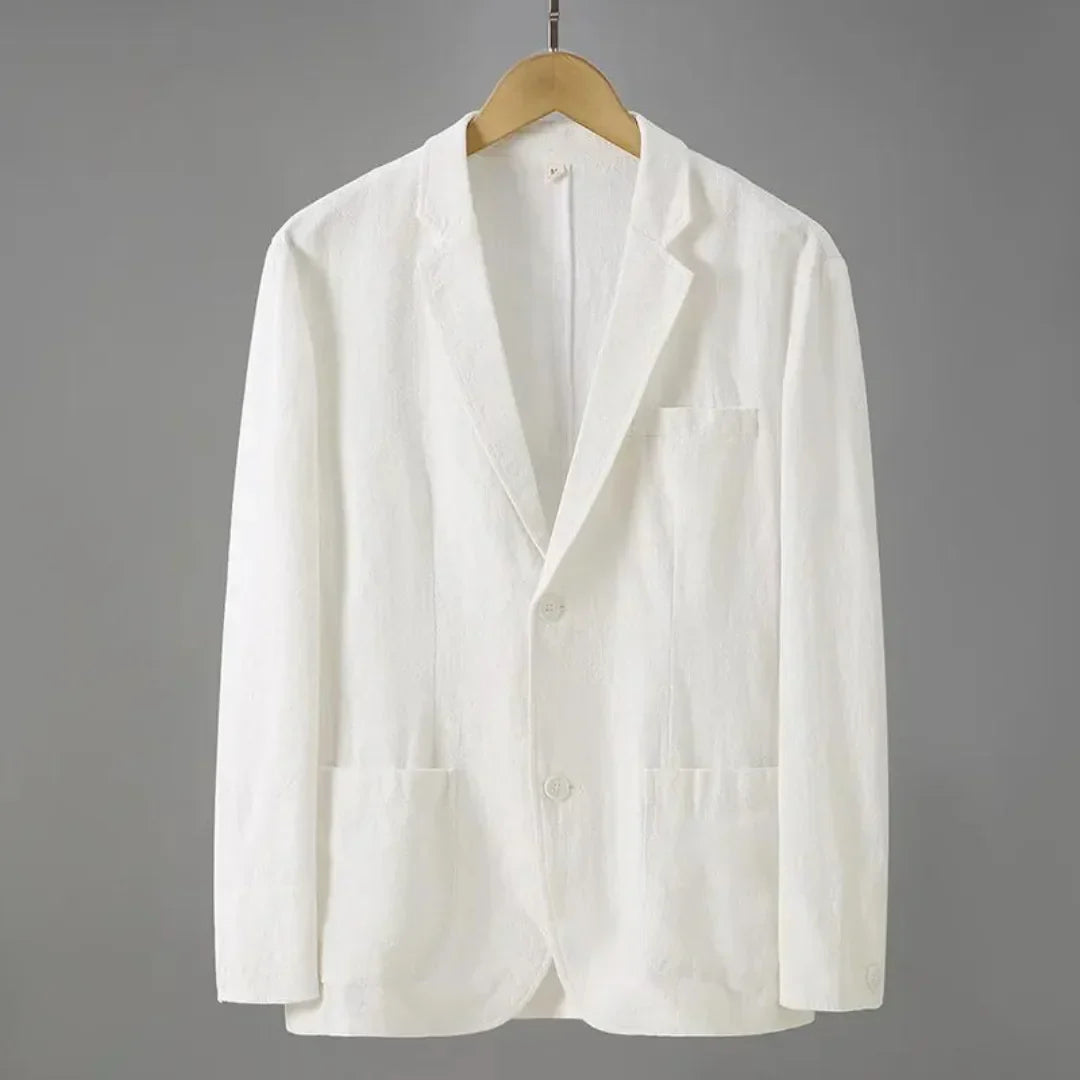 Linnen blazer met reverskraag en voorzakken