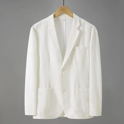 Linnen blazer met reverskraag en voorzakken