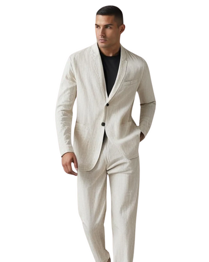 LinoStyle | Luxe Lichtgewicht Tailored Fit Mannen Linnenset 1