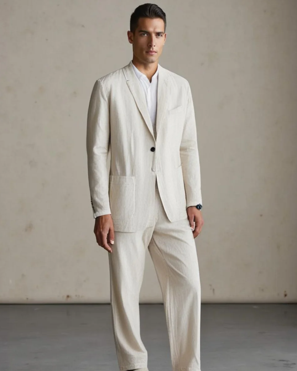 LinoStyle | Luxe Lichtgewicht Tailored Fit Mannen Linnenset 2
