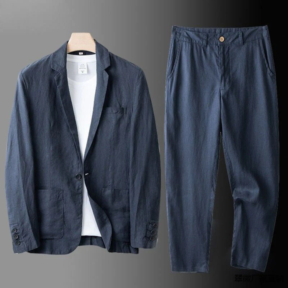 LinoStyle | Luxe Lichtgewicht Tailored Fit Mannen Linnenset 7