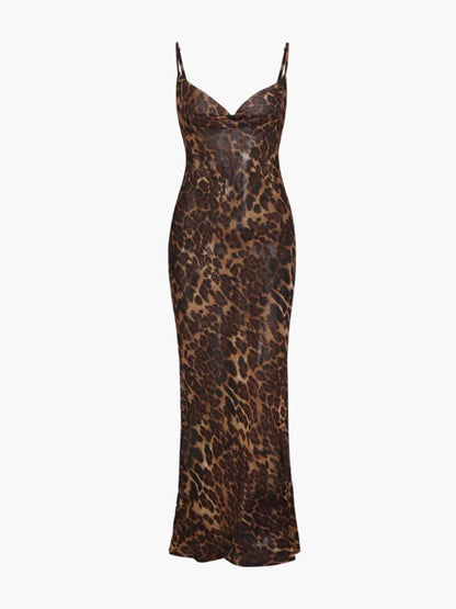 Leopard Jurk Lange Maxi Doorzichtig voor Dames