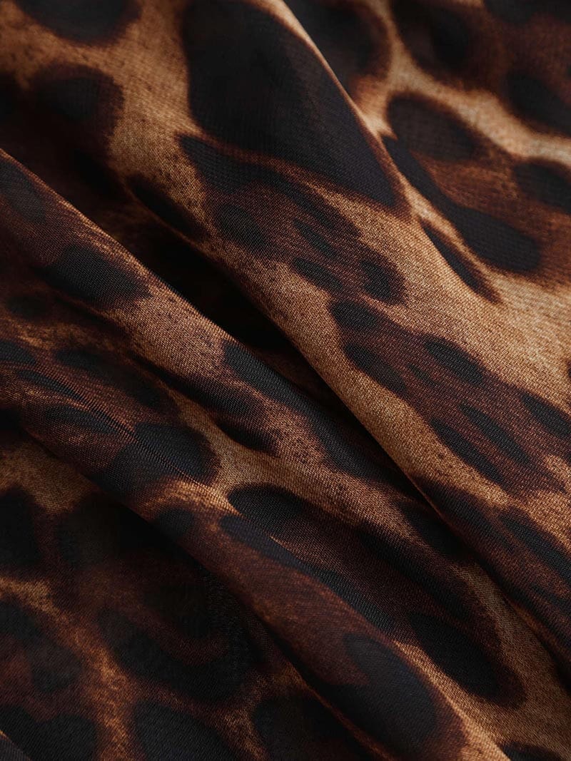 Leopard Jurk Lange Maxi Doorzichtig voor Dames