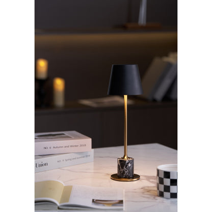 Draagbare Mini Tafellamp op Batterij met Marmeren Voet Ø10cm