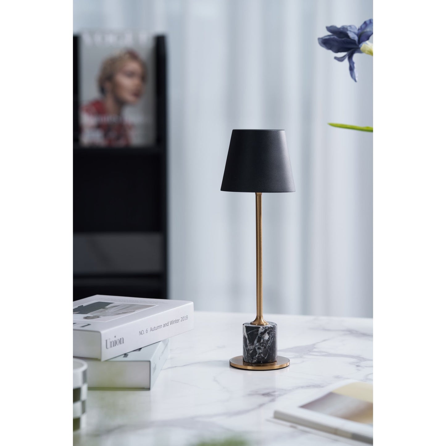 Draagbare Mini Tafellamp op Batterij met Marmeren Voet Ø10cm