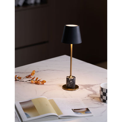 Draagbare Mini Tafellamp op Batterij met Marmeren Voet Ø10cm