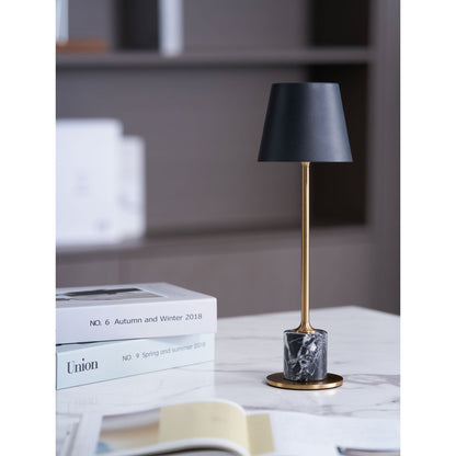 Draagbare Mini Tafellamp op Batterij met Marmeren Voet Ø10cm