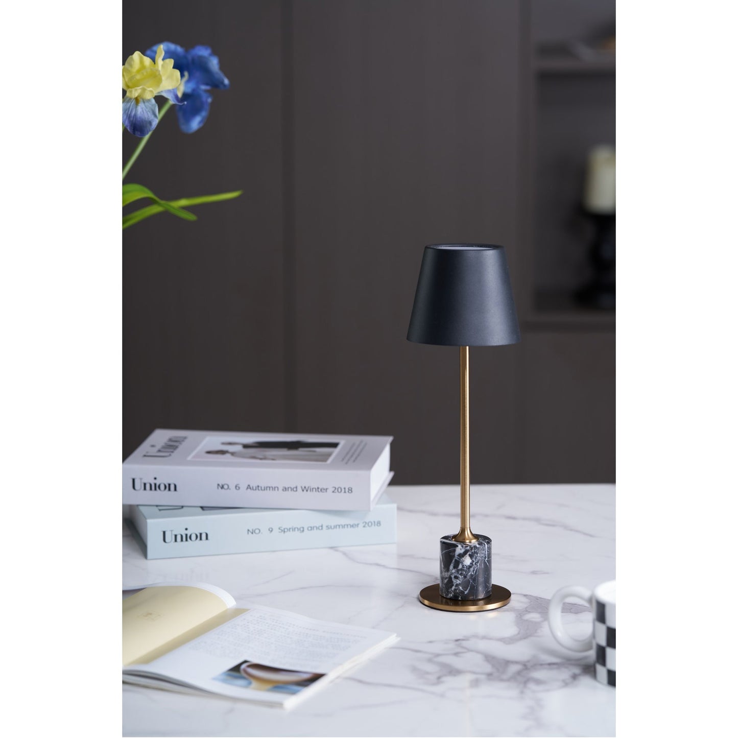 Draagbare Mini Tafellamp op Batterij met Marmeren Voet Ø10cm