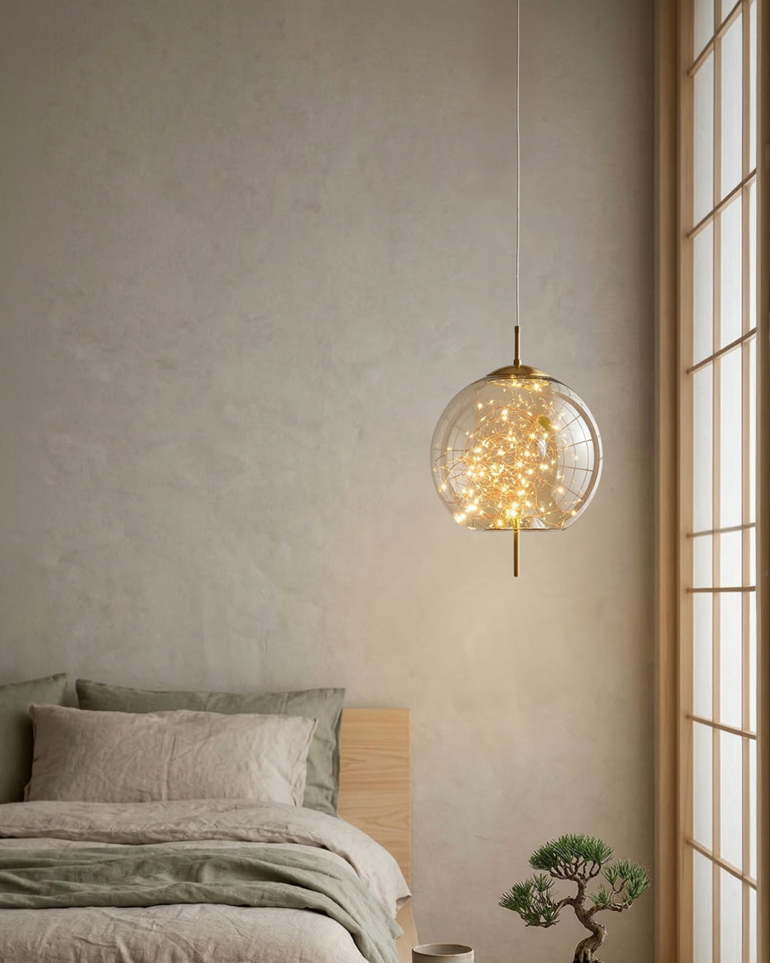 Glazen hanglamp LIV met rookachtige afwerking en warm wit licht – scandinavisch design met handafgewerkt glas – 3 maten beschikbaar