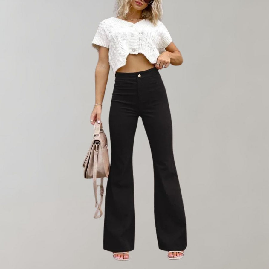 Mode Velpantalon Zacht Vloeiend met Rib
