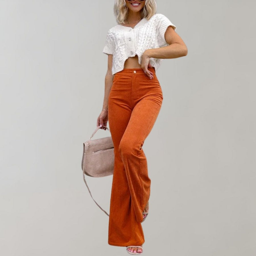 Mode Velpantalon Zacht Vloeiend met Rib