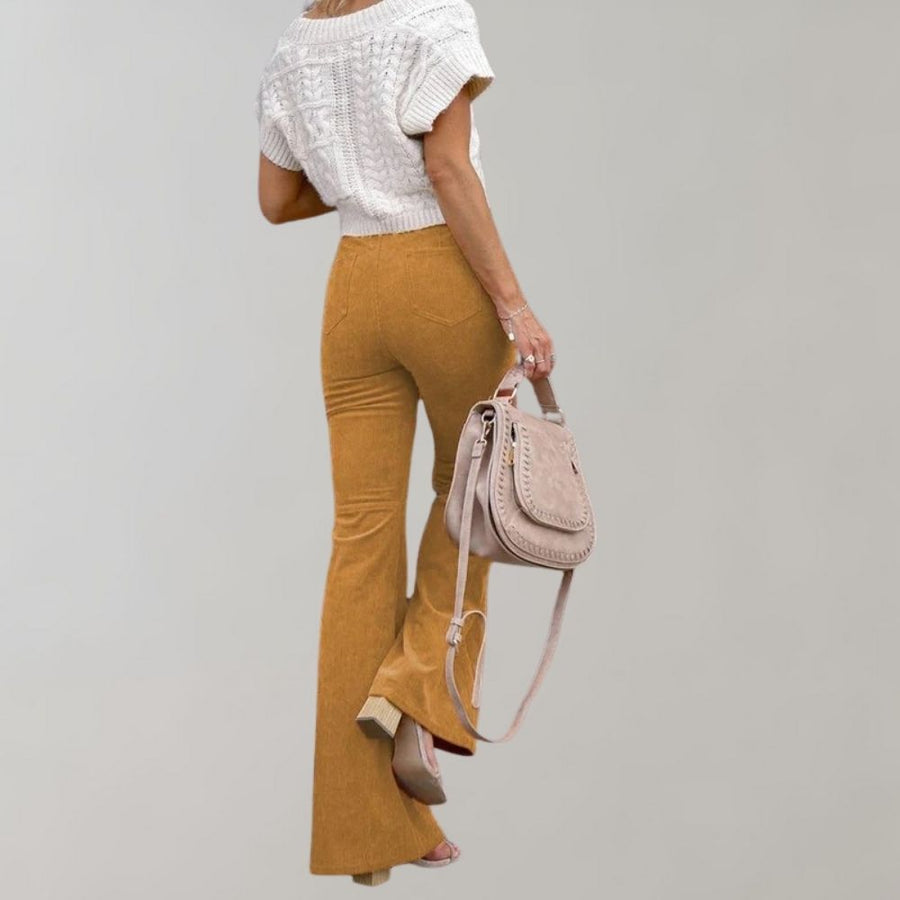 Mode Velpantalon Zacht Vloeiend met Rib
