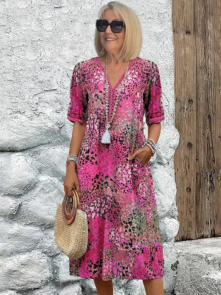 Livia | Casual Midi Jurk Dames met Opvallend Patroon 3