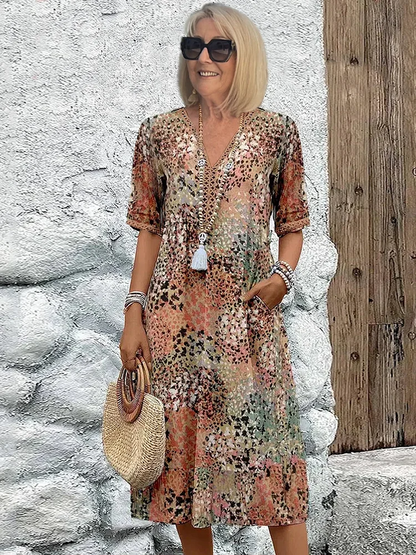 Livia | Casual Midi Jurk Dames met Opvallend Patroon 5