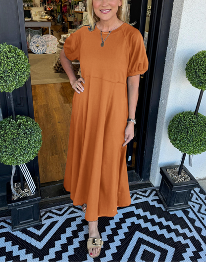 Livia | Elegante Maxi Jurk Dames met Ronde Hals en Pofmouwen 5