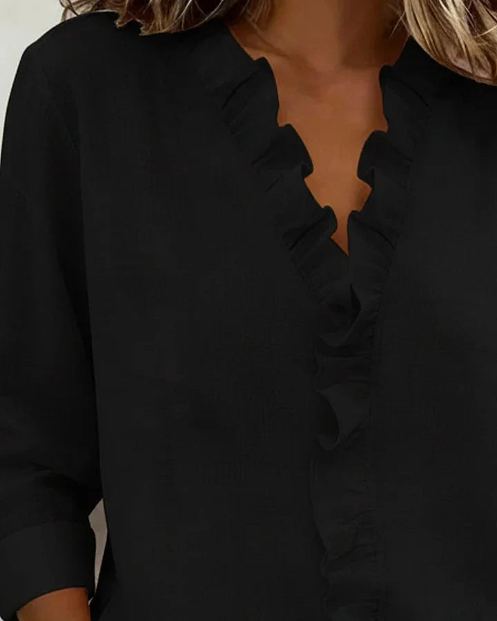 Livia | Elegante V-hals Blouse Dames met Ruches 3