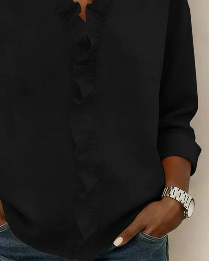 Livia | Elegante V-hals Blouse Dames met Ruches 4