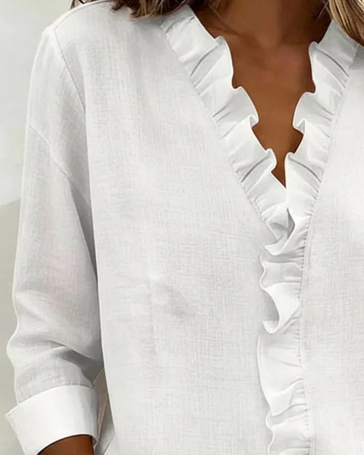 Livia | Elegante V-hals Blouse Dames met Ruches 5