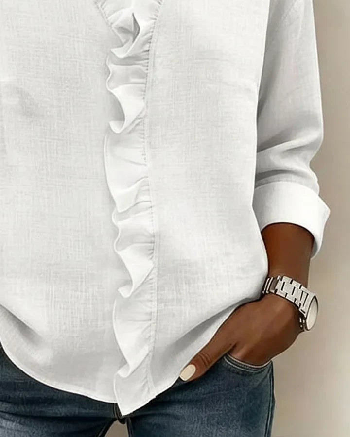 Livia | Elegante V-hals Blouse Dames met Ruches 6