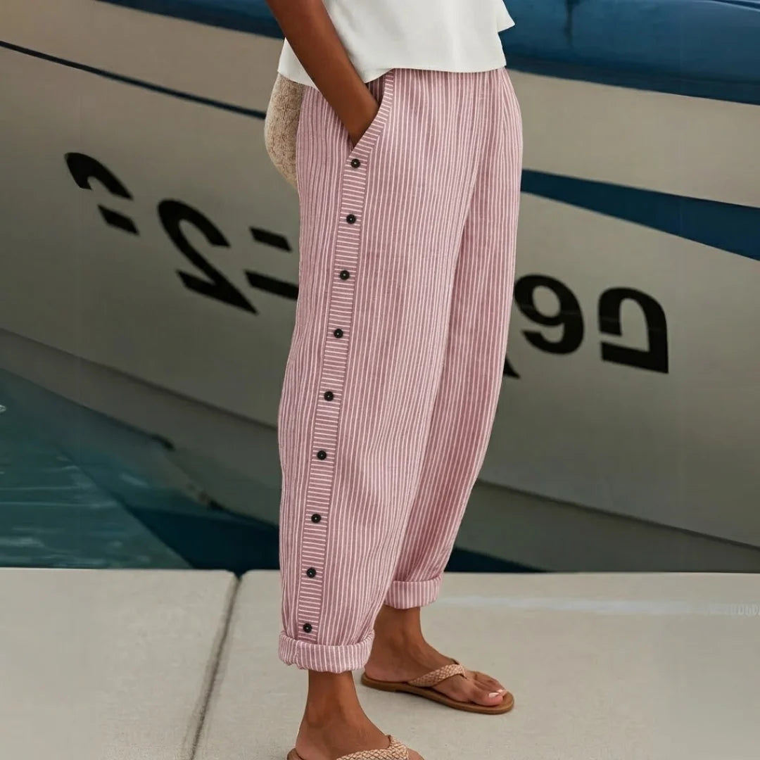 Livia | Stijlvolle Hoge Taille Broek Dames met Gestreept Design 2