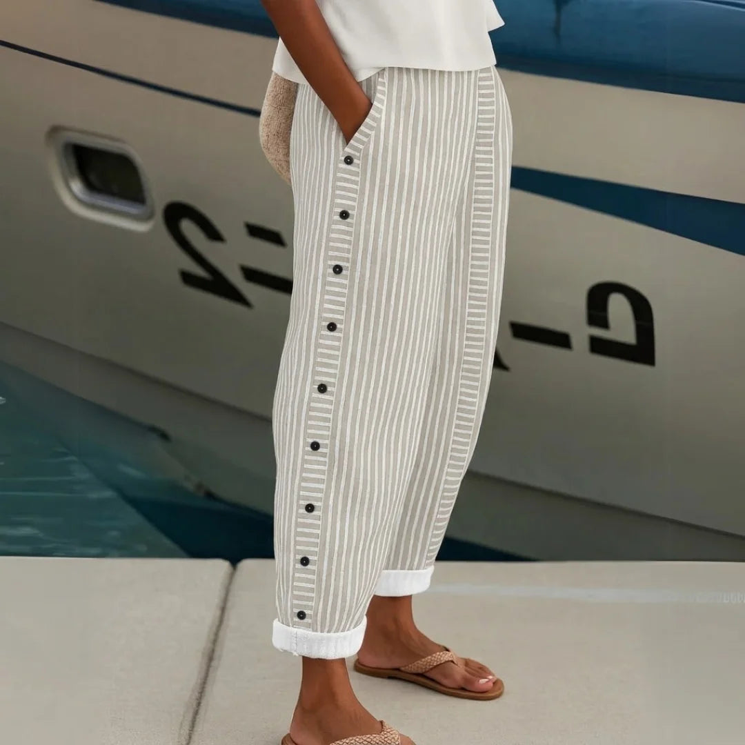 Livia | Stijlvolle Hoge Taille Broek Dames met Gestreept Design 6